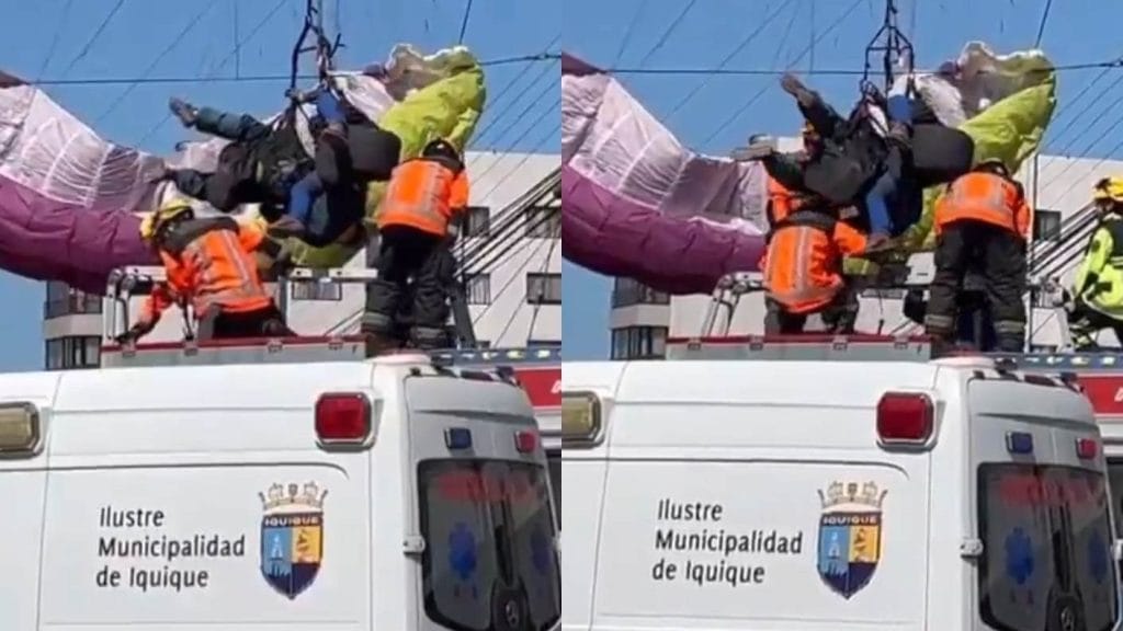 Parapente choca con cables en Iquique: graves quemaduras