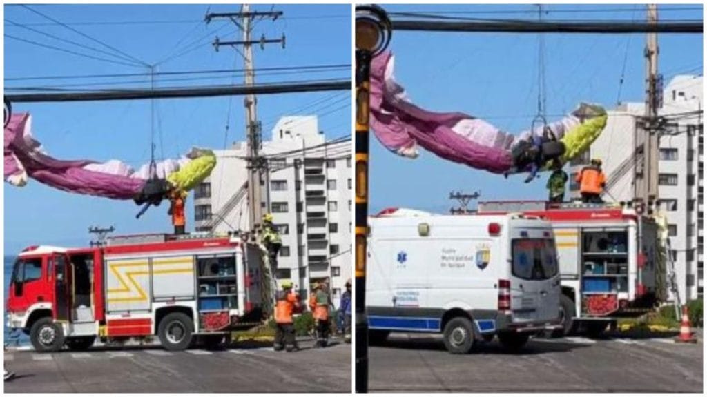 Heroico rescate de parapentistas enredados en Iquique