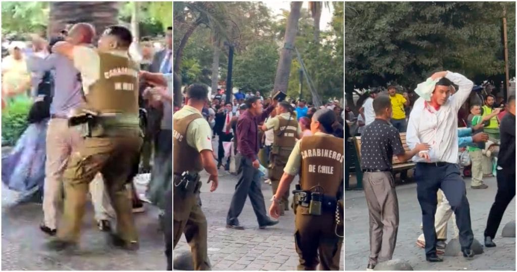 Impactante choque entre evangélicos y carabineros en Plaza de Armas