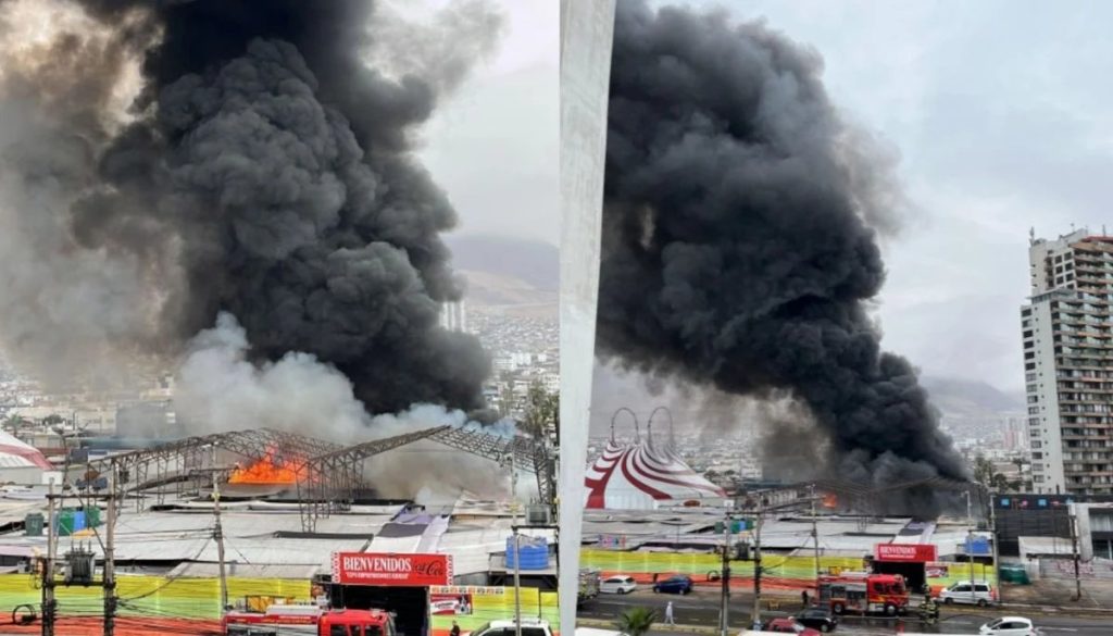 Incendio devasta feria de emprendedores en Iquique