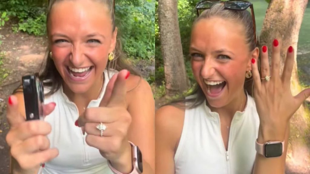 Perro se roba el protagonismo en pedida de mano junto al río