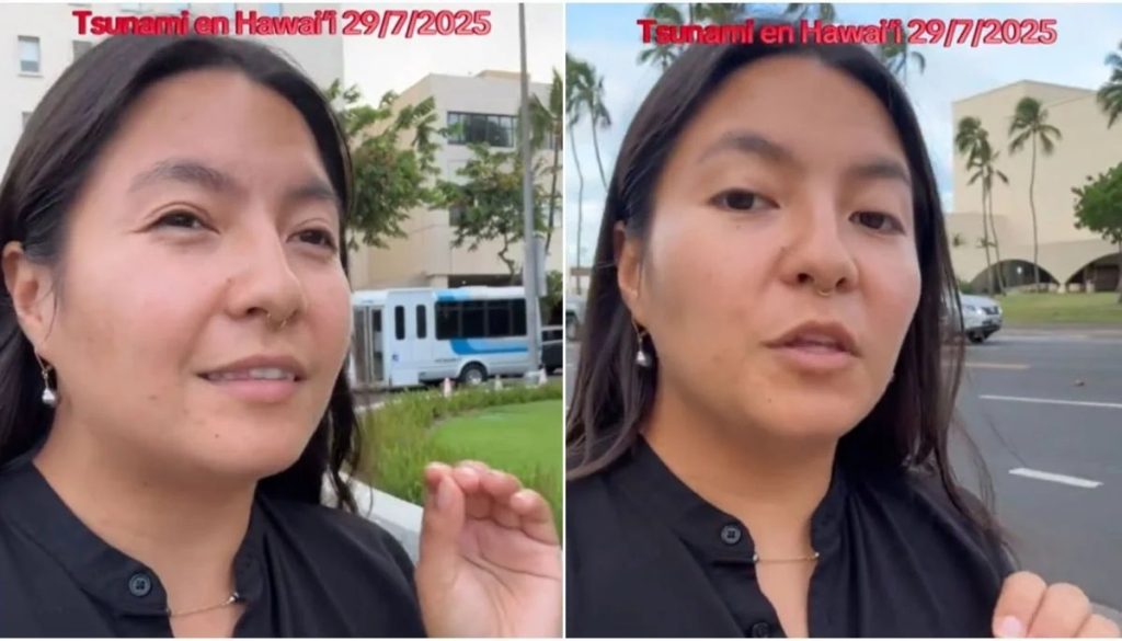 Turistas en Hawái aplauden mientras un tsunami amenaza las costas.