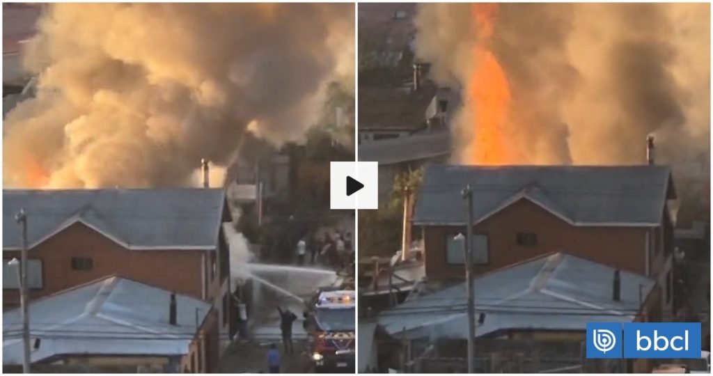 Incendio en Penco: Bomberos combaten las llamas en emergencia