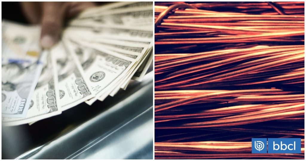 El cobre sube y presiona a la baja al dólar en Chile