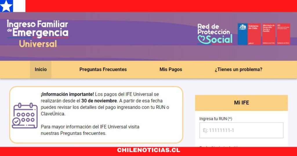 Ingreso Familiar de Emergencia (IFE) Universal Pagos extendidos