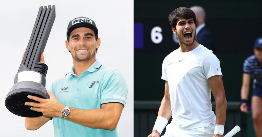 Interacción Alcaraz Niemann - Carlos Alcaraz y Joaquín Niemann: Encuentro Virtual en Wimbledon 2023