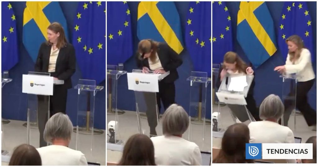 Desmayo de la Ministra de Salud de Suecia durante Su Presentación - Ministra de Salud sueca se recupera tras caída en conferencia de prensa.