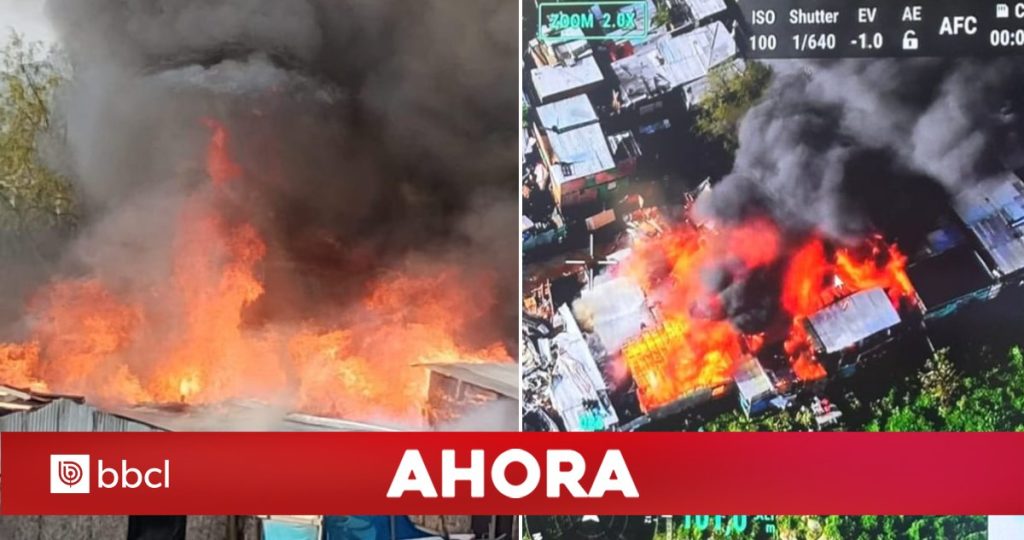Incendio en la Toma Dignidad de la Florida durante el Desalojo - Incendio en toma Dignidad de La Florida tras desalojo masivo.