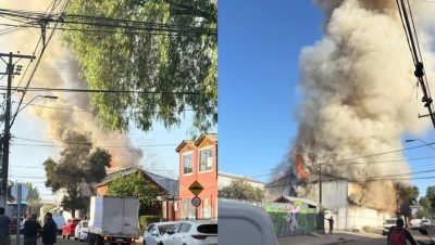 Incendio en la Panadería de Cerro Navia - Incendio en Cerro Navia: Bomberos Luchan Contra el Fuego