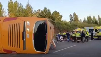 Accidente de un Bus Interprovincial en la Ruta 5 Sur, Cerca de Saltos del Laja - Accidente de bus en Ruta 5 Sur deja varios heridos en Biobío